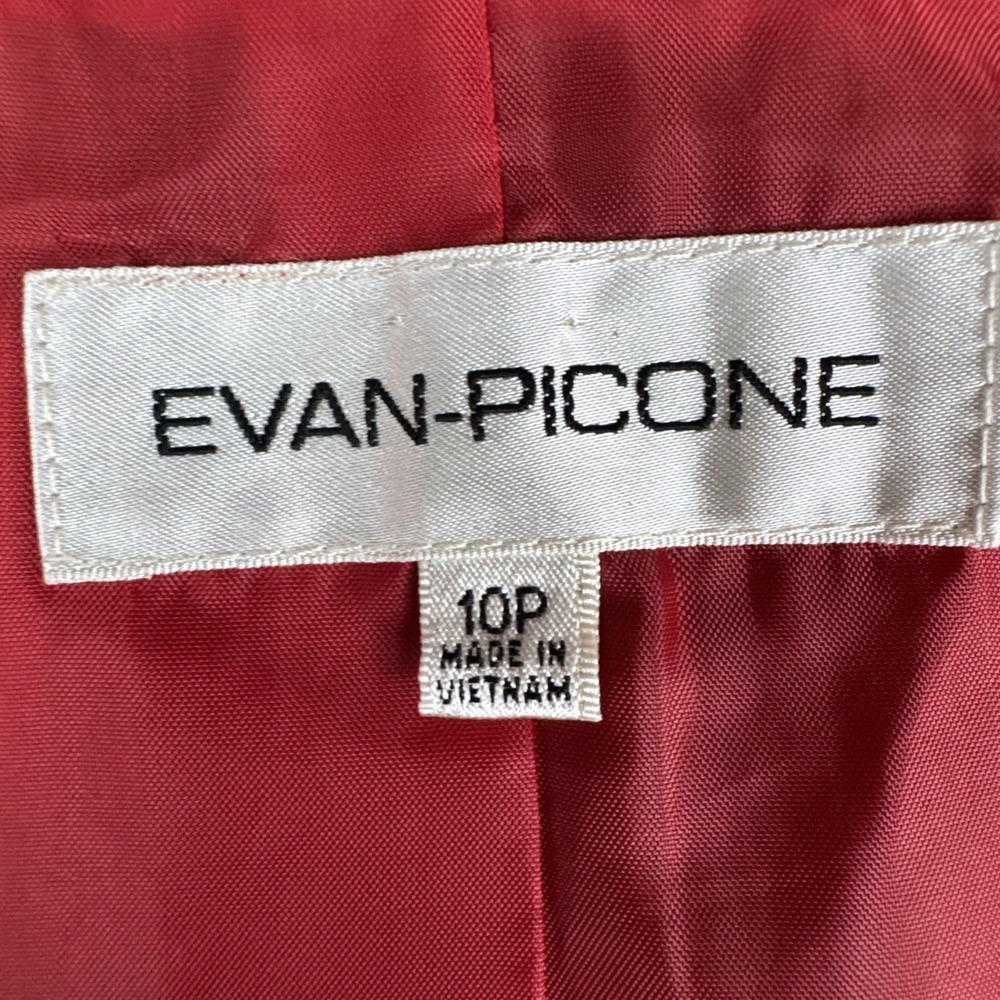 Evan Picone Red‎ Textured Blazer Womens 10 Petite Single Breasted Jacket - Picture 7 of 8